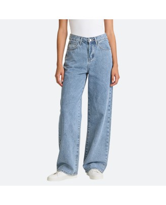 High-Waist Washed Jeans
