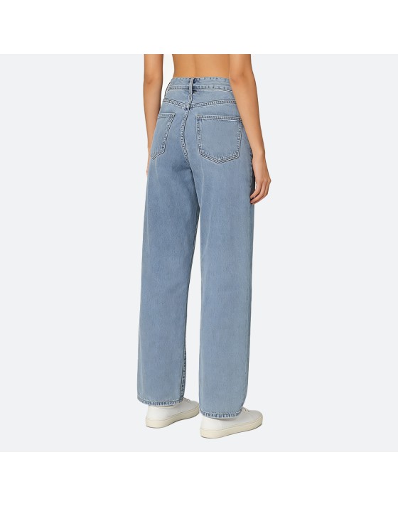 High-Waist Washed Jeans