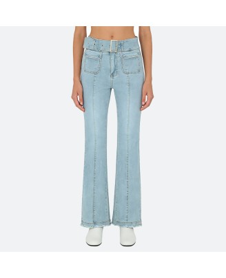 flared pants with belt