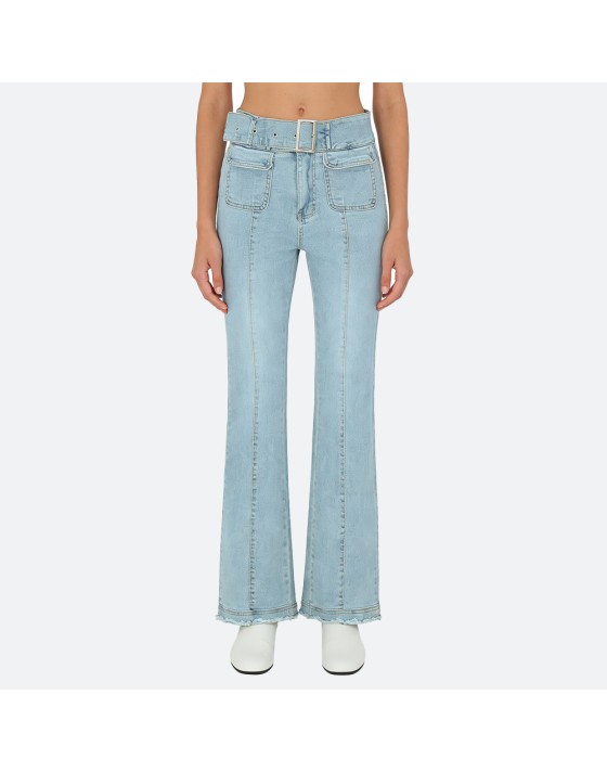 flared pants with belt