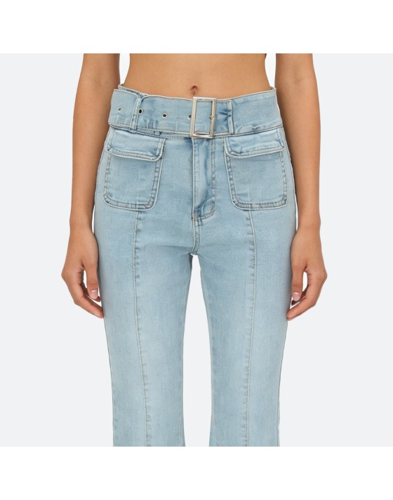 flared pants with belt