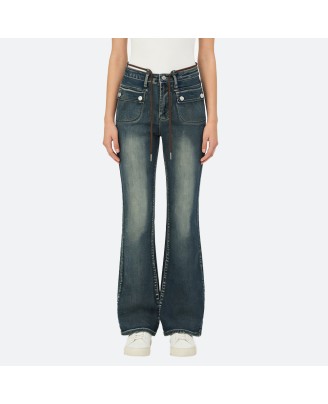 Drawstring flared pants