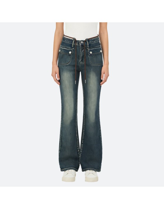 Drawstring flared pants