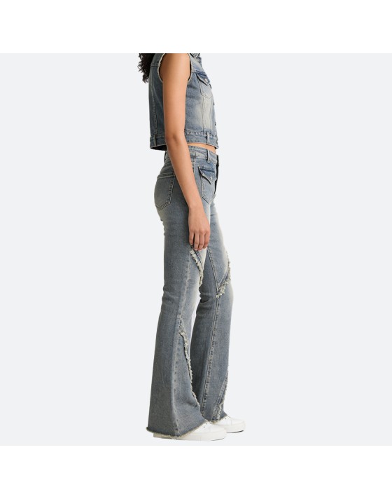 Raw Hem Flared Jeans