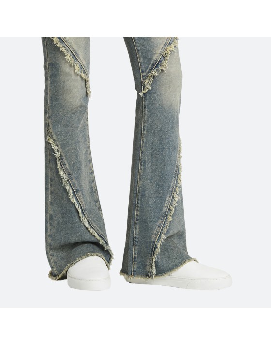 Raw Hem Flared Jeans