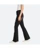 Denim patchwork frayed flared pants