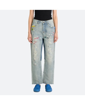 Graffiti Straight-Leg Jeans