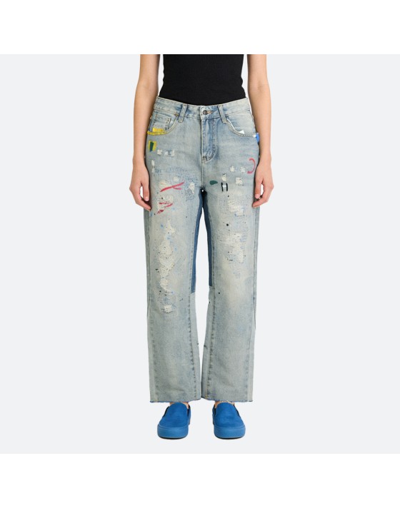 Graffiti Straight-Leg Jeans