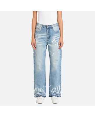 Light Wash Straight-Leg Jeans
