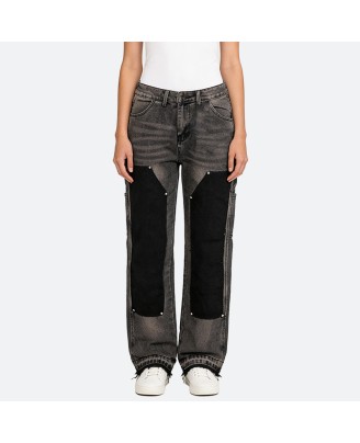 Spliced Straight-Leg Jeans