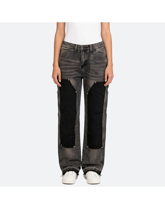 Spliced Straight-Leg Jeans
