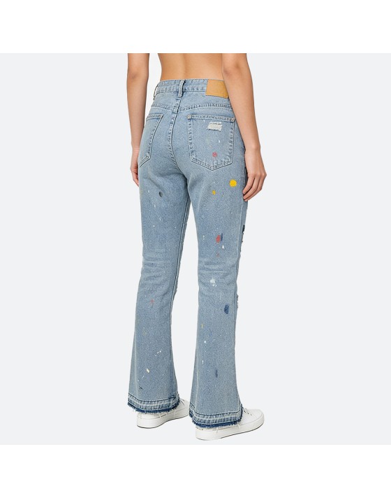 Distressed Straight-Leg Jeans